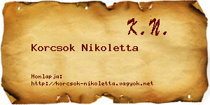 Korcsok Nikoletta névjegykártya